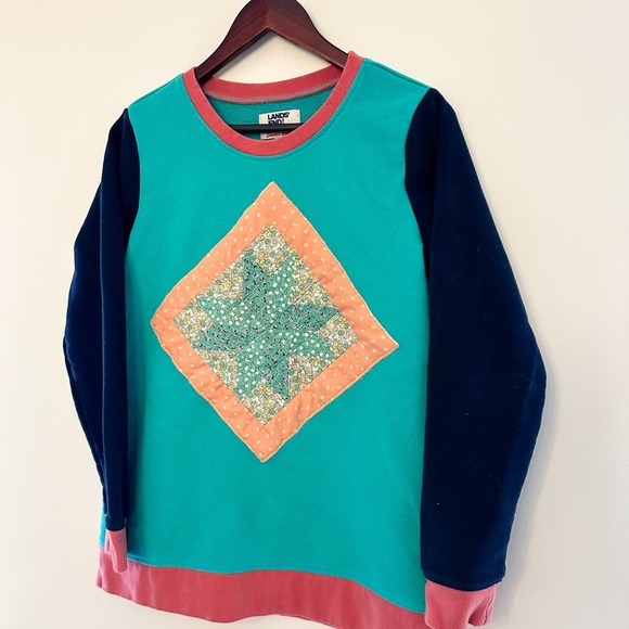 Retro 80s Quilt / Patchwork Crewneck Sweatshirt - Picture 8 of 9